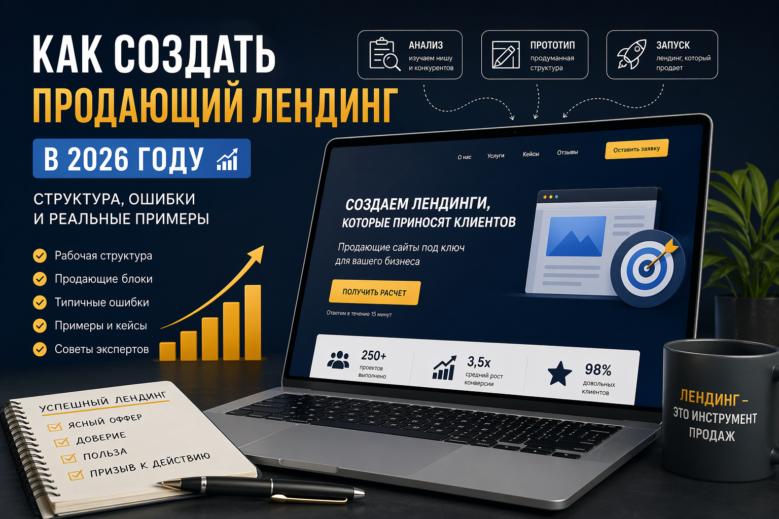 Как создать продающий лендинг в 2026 году: структура, ошибки и реальные примеры