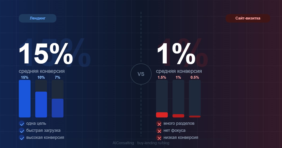 Почему лендинг конвертирует лучше сайта-визитки