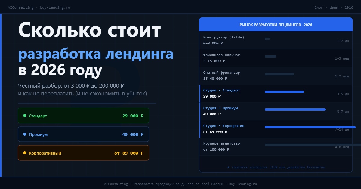 Сколько стоит разработка лендинга в 2026 году